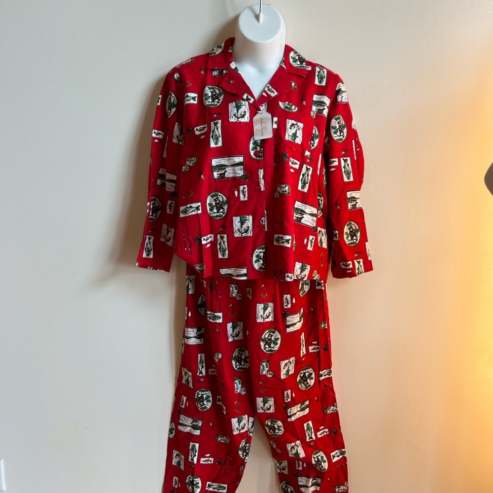 Intimate Essentials cabin pajamas with fish and bear Pajama Set